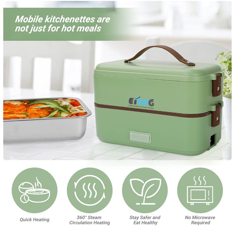 Custom Double Layers Food Heater Warmer Lunchbox 300W Portable Bento  Mini Electric Lunch Box